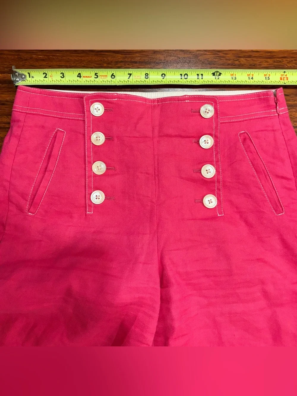 J. Crew Peyton Pink Sailor Pants Linen Blend Wide Leg Cropped Size 8 Resortwear